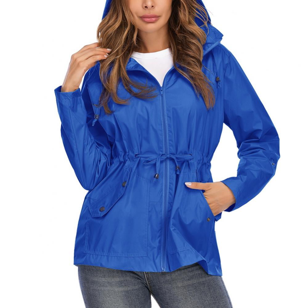Raincoat Women Waterproof Outdoor Active Mesh Lining Hooded Rain Trench Jacket