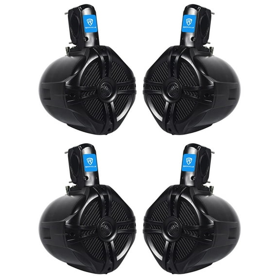 2 Pairs Rockville RWB65B 6.5" Black Marine Wakeboard Tower Speakers - 1000 Watts