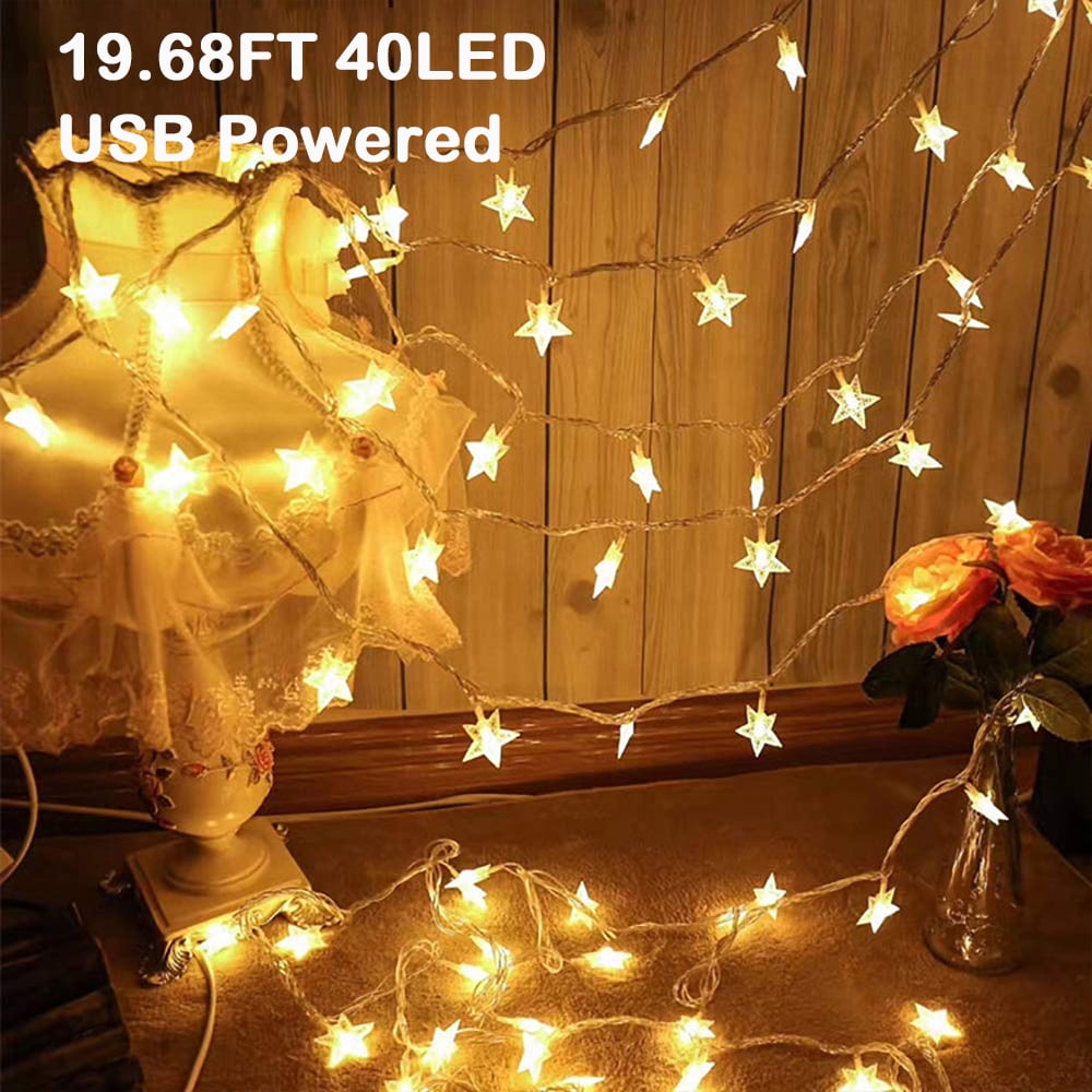 Christmas Star String Lights, 40 LED 19.68 FT Fairy String Lights