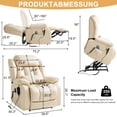 thumbnail image 6 of INGALIK Power Lift Recliner Chair Dual Motor, Infinite Position Lay Flat Recliners for Adult & Elderly with Heat & Massage, Large, Type-C Charge, Lumbar Pillow for Living Room, Leather (Beige), 6 of 12