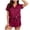 A Wine, variant on Pajamas for Women Set Dqueduo Women's Spring & Summer Solid Color Turn-Down Collar Button Short Sleeve Pajama Set – Satin Loungewear with Bow Shorts