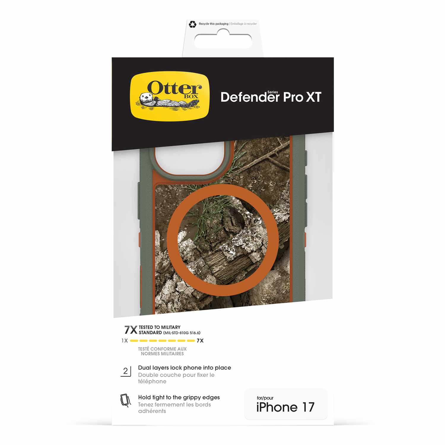 OtterBox Defender Pro XT Clear MagSafe Case w/Camera Control Realtree Apx (Green) for iPhone 17 Pro