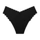 thumbnail image 2 of Gibobby Ropa interior de encaje sexy Ropa interior de seda de hielo sin costuras con cintura en forma de V de encaje ondulado sólido informal para mujer(Negro,CH), 2 of 4