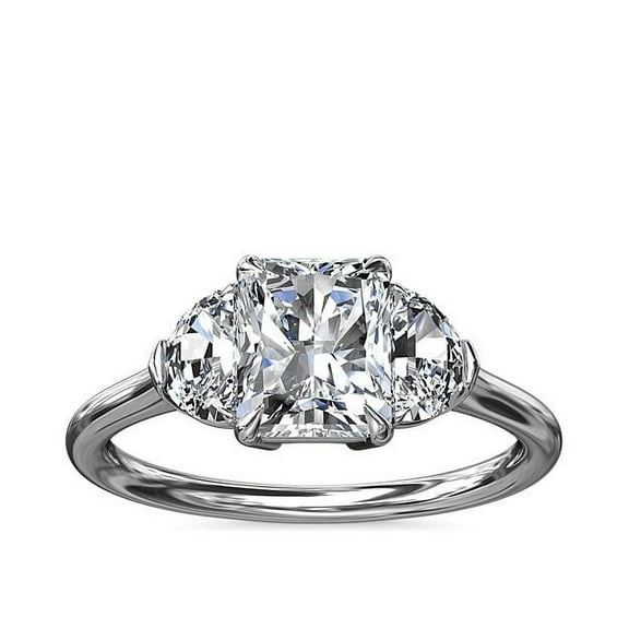 1.00 Ct Clarity-VS1 Radiant Cut Real Diamond Elegant Three Stone Design Engagement Ring for Ladies Solid 14K White Gold Size 7