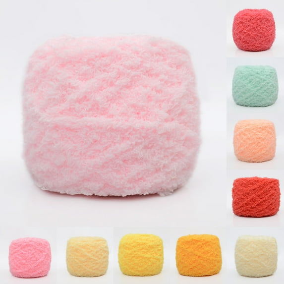Cheers.US 1 Roll Knitting Yarn Breathable Coral Fleece Roving Yarn Super Soft Natural Yarn for Hand Knitting and Crocheting