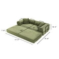 thumbnail image 6 of Miniyam Convertible Sleeper Sofa Bed with Cylindrical Pillow - Corduroy Folding Mattress Couch with Fixed-Shape Frame for Living Room, Bedroom, Lounge, Studio - Light Green, 6 of 9