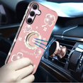 thumbnail image 3 of Designed for Samsung Galaxy A36 Diamonds Bling All Around Edges Sparkly Glitter Hybrid with Ring Stand Holder Fashion Good Luck Phone Case Cover - Pink, 3 of 10