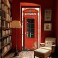thumbnail image 6 of 2 Pcs Self-Adhesive Door Sticker 31.5"x78.7" Red Vintage Phone Booths Door Murals Stickers PVC Door Removable Wallpaper Decoration, 6 of 9