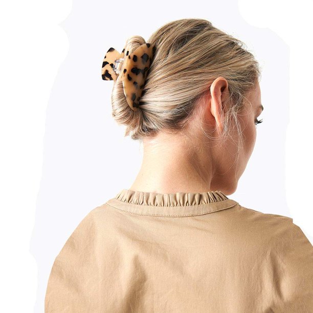 2 pinzas para el pelo, pinzas de plátano, pasadores de tortuga, diseño francés de celuloide, estampado de leopardo de celuloide, accesorios de moda grandes para mujeres y niñas Xemadio WMXL-129