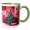 Green/White, variant on 3drose, Mid Century Modern Yule Tree and Holday Ornament Vector Art, 11oz Two-tone Black Mug