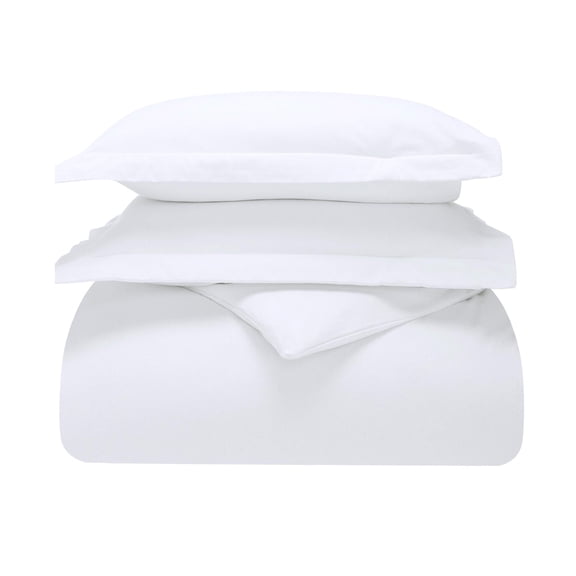 Superior Cotton Flannel Solid Duvet Cover Set, Full/Queen, White