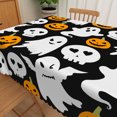 thumbnail image 5 of Duangreer Halloween Rectangle Tablecloth, Orange Pumpkin White Ghost Print, Waterproof Wrinkle Resistant Table Cover for Party Picnic Indoor Outdoor Decor, 60 x 84 Inch, 5 of 6