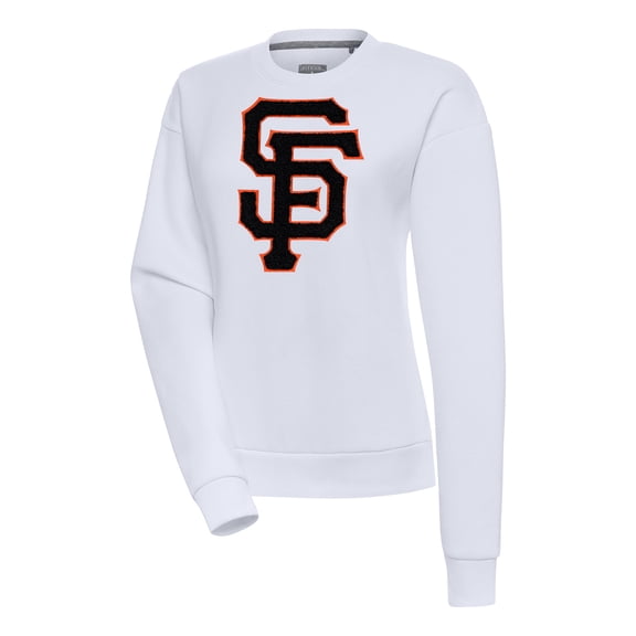 Women's Antigua  White San Francisco Giants Victory Chenille Pullover Sweatshirt