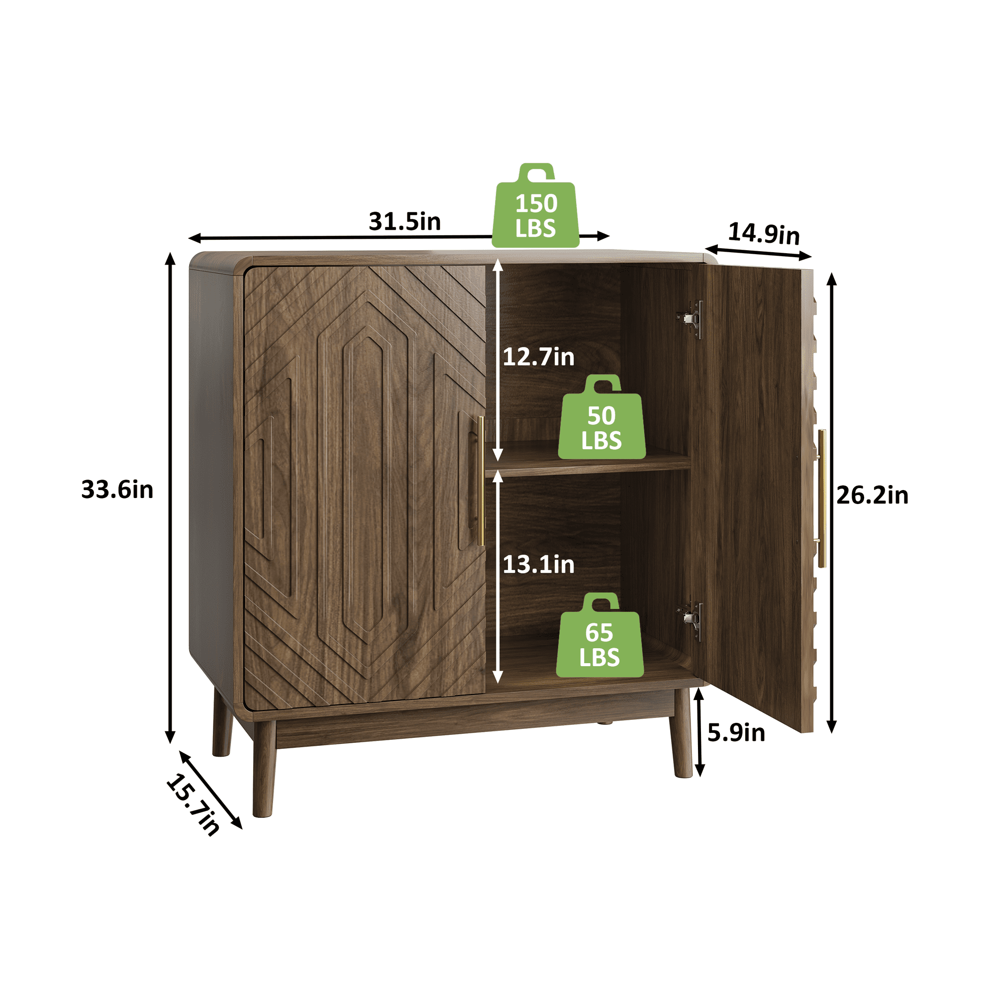 Leumius 31.5" Sideboard Buffet Cabinet with Storage & 2-Door,Multifunctional Accent Cabinet, Adjustable Shelves for Living Room/Entryway/Kitchen