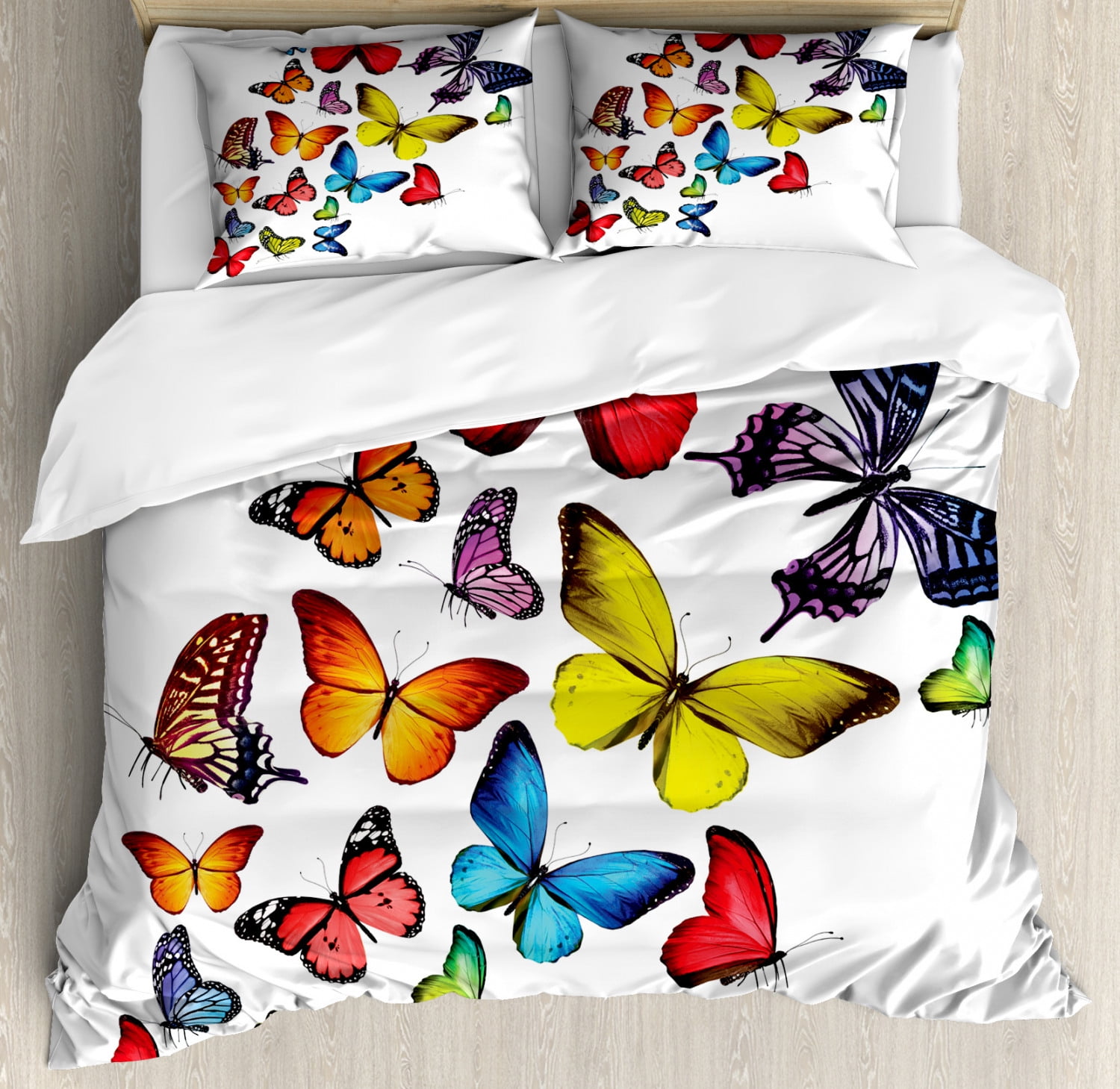 Butterflies Duvet Cover Set, Many Different Butterflies Romance