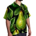thumbnail image 2 of pear Men's Short Sleeve Spread Collar Tops, Casual Button Down Shirts, Printed Summer Beach Shirts, Unisex, 2 of 6