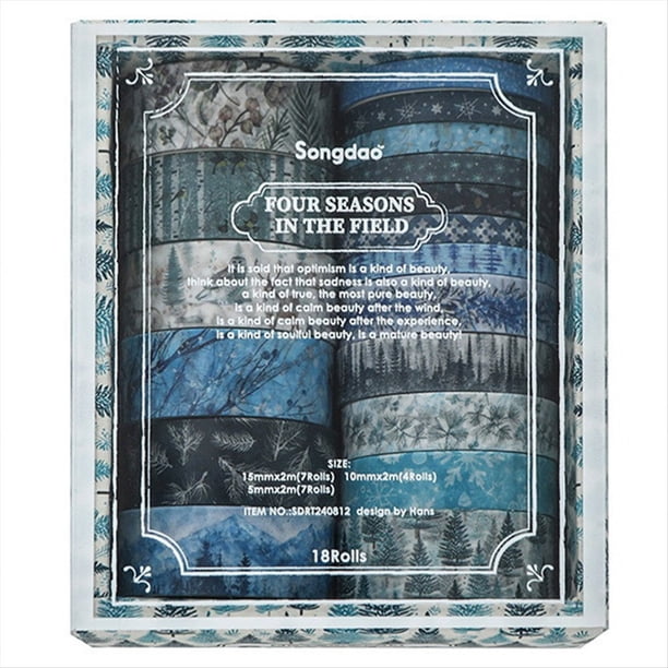18 Cintas Washi para Scrapbooking, Decoración de Diarios, Cintas Washi de Invierno.