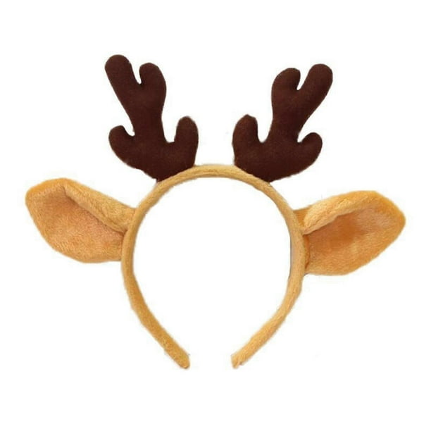 Plush Hairband Festive Christmas Hat Antler Headband Flexible Xmas Headgear for Kids Adults Holiday Decor
