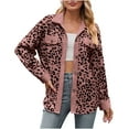 thumbnail image 2 of WQJNWEQ Women's 98%Cotton,2%Spandex Outwear Jacket Suits New Leopard Print Button Long Sleeve Shirt Coat, 2 of 7