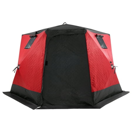 KFFKFF Mobile Ice Haven, 6-8 Person Pop-Up Ice Fishing Hub, 50 Sq Ft Fishing Zone, 130"x130" Winter Angling Shelter, Includes Anchors, Ropes, Transport Bag