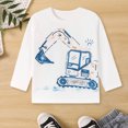 thumbnail image 2 of GXWEA Boys Tshirts Boys Vehicle Print Long Sleeve Tees Crew Neck Pocket Basic Shirts Breathable Undershirts for Spring Fall（White,3 Years）, 2 of 8