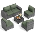 thumbnail image 3 of Poteban Patio Furniture Set 6 PCS Outdoor Sectional Conversation Sets Featuring Widen Wicker Armrests and High Back,Grey&Green, 3 of 6