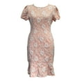 thumbnail image 6 of gcong Jacquard Dress Women Lace Floral Textured Midi Dress Puff Short Sleeve Wedding Guest Bodycon Pencil Dresses Womens Dresses 2025 Pink, 6 of 8
