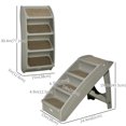 thumbnail image 3 of PawHut Pet Stairs Foldable, Dog Ramp 4-Level with Nonslip Soft Mats, Gray, 3 of 9