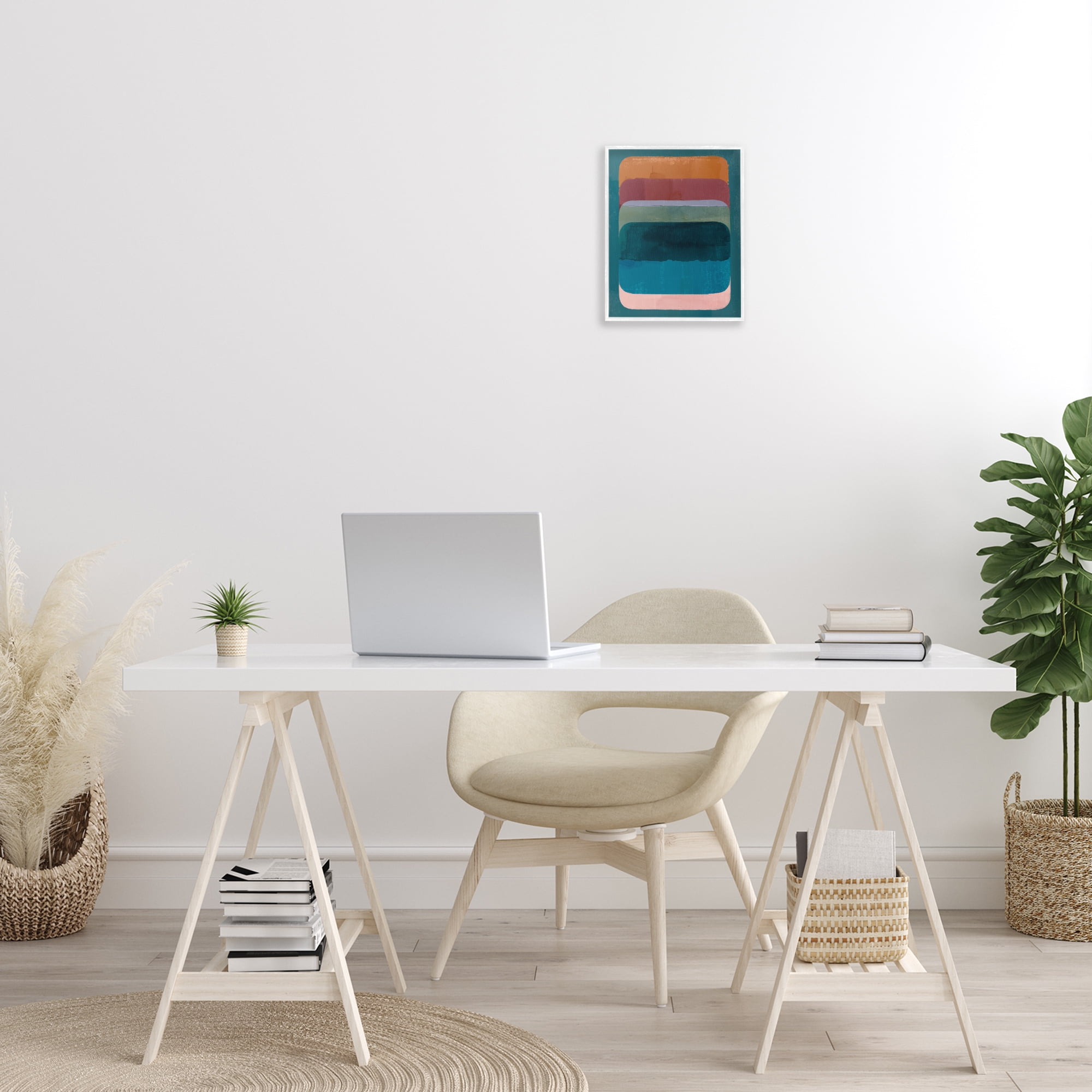 Stupell Industries Rustic Inspired Ombre Pattern Abstract Painting White Framed Art Print Wall Art, 11 x 14