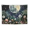 thumbnail image 5 of Creowell  Aesthetic Moon Garden Tapestry Wall Hanging, Night Landscape with Colorful Plants Floral Tapestries for Bedroom Home Decor Multi Color 60x50inch, 5 of 6