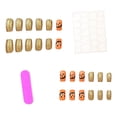 thumbnail image 5 of 24Pcs Halloween Press On Nails Medium Long, Pumpkin Face Gold Glitter Fake Nails with Sparkly Finish, Reusable False Nail Tips for Women, DIY Festive Party Manicure Set, 5 of 9