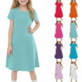 thumbnail image 1 of Girls Summer Sundress Short Sleeve A-Line Dress Soft Casual Everyday Wear Sizes 4-12 Comfortable & Stylish ,Sie:150, 1 of 7