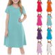 thumbnail image 1 of Girls Summer Sundress Short Sleeve A-Line Dress Soft Casual Everyday Wear Sizes 4-12 Comfortable & Stylish ,Sie:150, 1 of 7