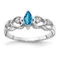 thumbnail image 5 of 14K White Gold 6x3mm Marquise Blue Topaz AA Diamond Ring Size 6, 5 of 7