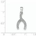 thumbnail image 2 of 925 Sterling Silver Rhodium-plated CZ Wishbone Pendant / Charm, 2 of 2