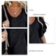 thumbnail image 5 of Blusa de manga con volantes Cuello en V Color puro Blusa casual Camisa superior para mujeres Citas Verano Negro M, 5 of 6