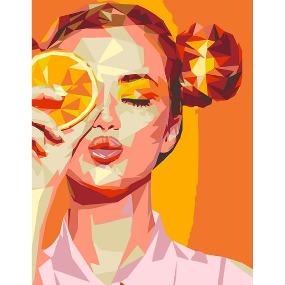 Artwille DIY Paint by Numbers for Adults and Kids, Acrylic Painting Kit - "Orange Girl", 13.8 x 17.7 in