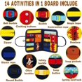 thumbnail image 2 of ZHAOCHENG Tablero de actividades, tablero de actividades para niños en edad preescolar, juguetes educativos para niños, tablero de aprendizaje educativo con hebilla, botón y cremallera, 2 of 5