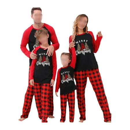 

Frontwalk Mommy Dad Child Loungewear Tops And Pants Nightwear Crew Neck Xmas Pjs PJ Sets Women Men Kids Elastic Waist Christmas Matching Family Pajamas Set Red Kids 10-11Y