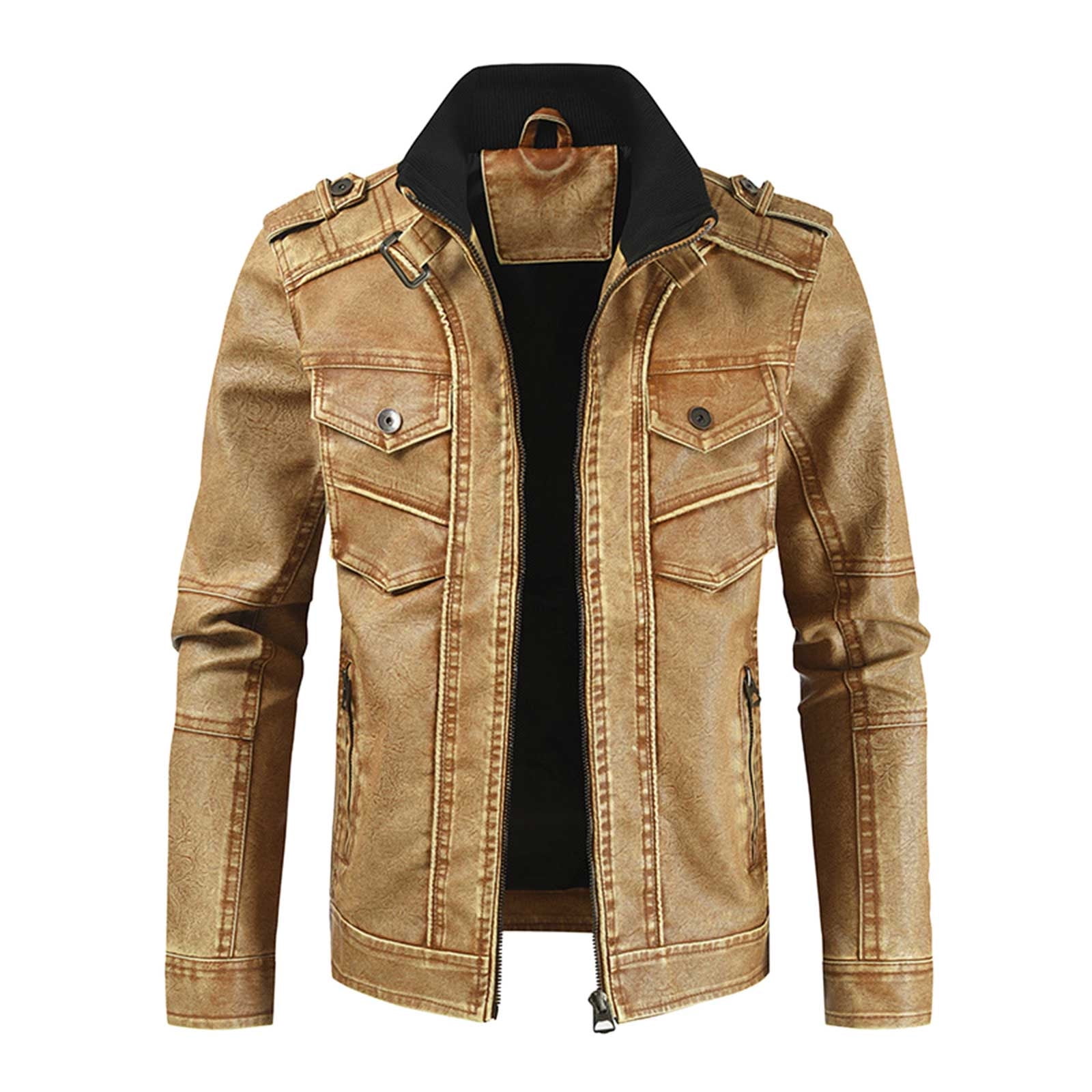 Xysaqa Men's Vintage Faux Leather Jacket Zip Up Motorcycle Xysaqa Men's Vintage Faux Leather Jacket Zip Up Motorcycle