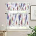 thumbnail image 2 of 3 Piece Mid Century Modern Kitchen Curtains, Tier and Valance Rod Pocket Window Curtains Set Purple Yellow Red Diamond Cafe Curtains for Kitchen Valances Window Treatment 54X18in+27x24in×2, 2 of 5