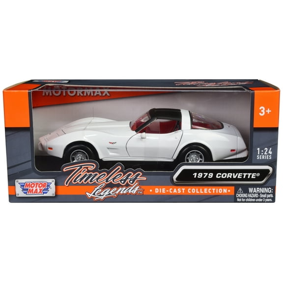 1979 Chevrolet Corvette C3 White with Black Top and Red Interior "Timeless Legends" Series 1/24 Diecast Car Model by Motormax