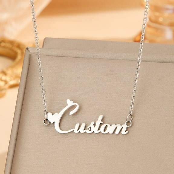Personalized Custom Name Necklaces for Women Gift Stainless Steel Love Heart Link Chain Pendant Choker Birthday Jewelry