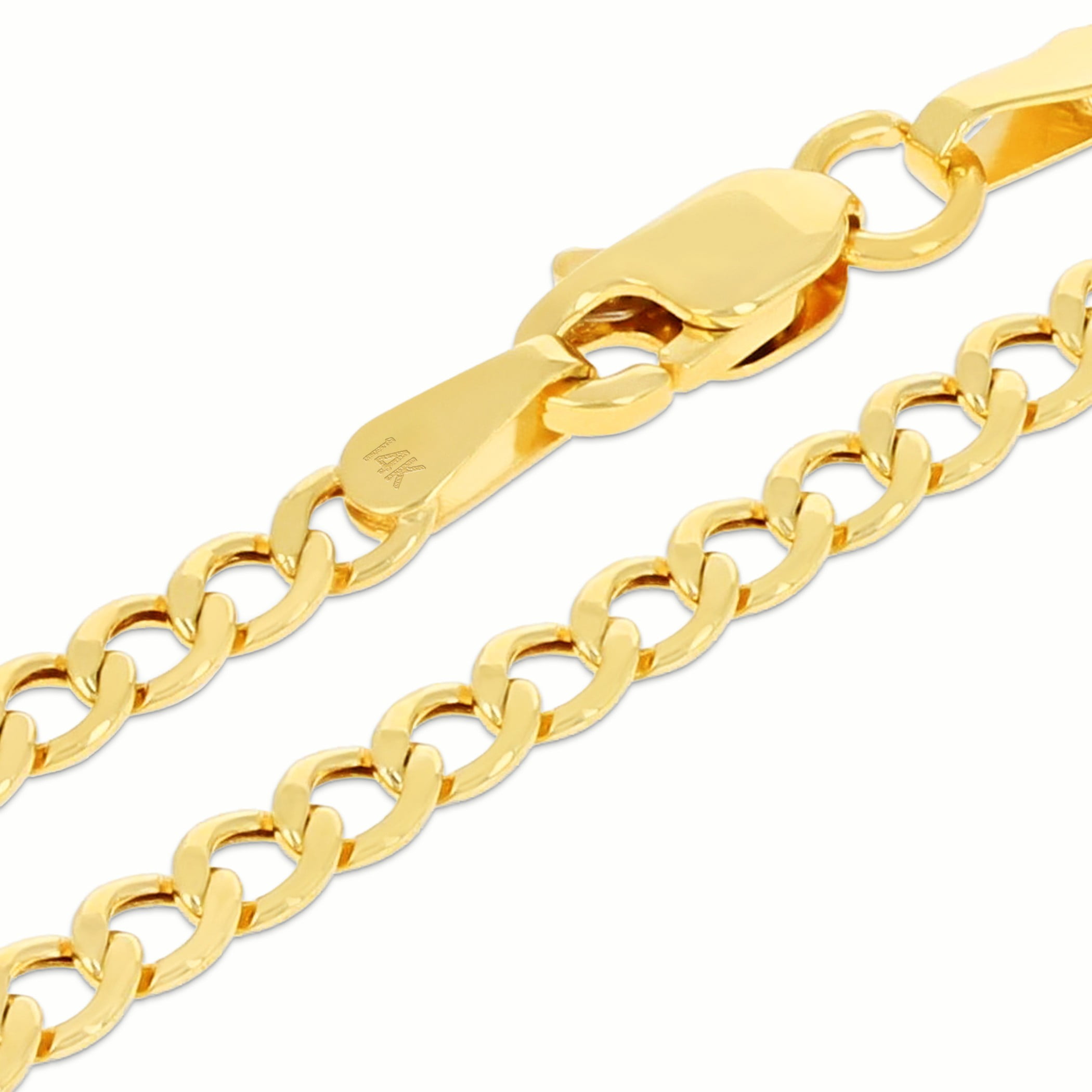 Nuragold 14k Real Yellow Gold Cuban Curb Link 2.5mm Chain Bracelet or Anklet (7"-9") Italian Jewelry for Men & Women