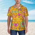 thumbnail image 2 of Xecao Peace Love and Dove Flower Power print Hawaiian shirt - a stylish short-sleeve button-down for men, perfect for casual beach and tropical outings., 2 of 9
