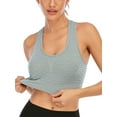 thumbnail image 2 of Racerback Yoga Sport Bra For Women Workout Fitness Tank Top Wirefree Removable Pads Bra, 2 of 6