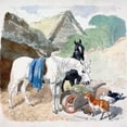 thumbnail image 2 of Herring, John Frederick 15x15 Black Modern Framed Museum Art Print Titled - Two Horses Eating From a Wheel-Barrow Watched by a Goat and Three Ducks, 2 of 4