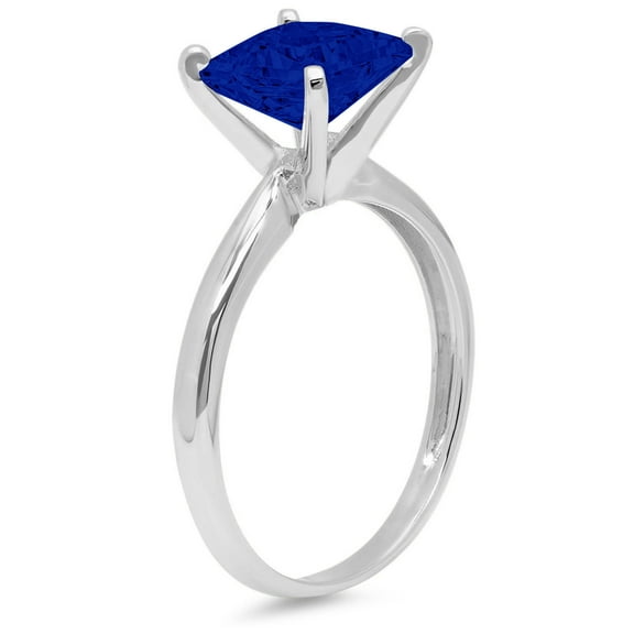 0.5 ct Princess Cut Simulated Blue Sapphire Solitaire Engagement Ring for Women in 18K White Gold