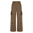 thumbnail image 5 of Tqcoqu Cargo Pants for Women with Pockets High Waisted Hiking Baggy Trousers Stretchy Wide Leg Y2K Streetwear,Brown,Women's S-XL, 5 of 8