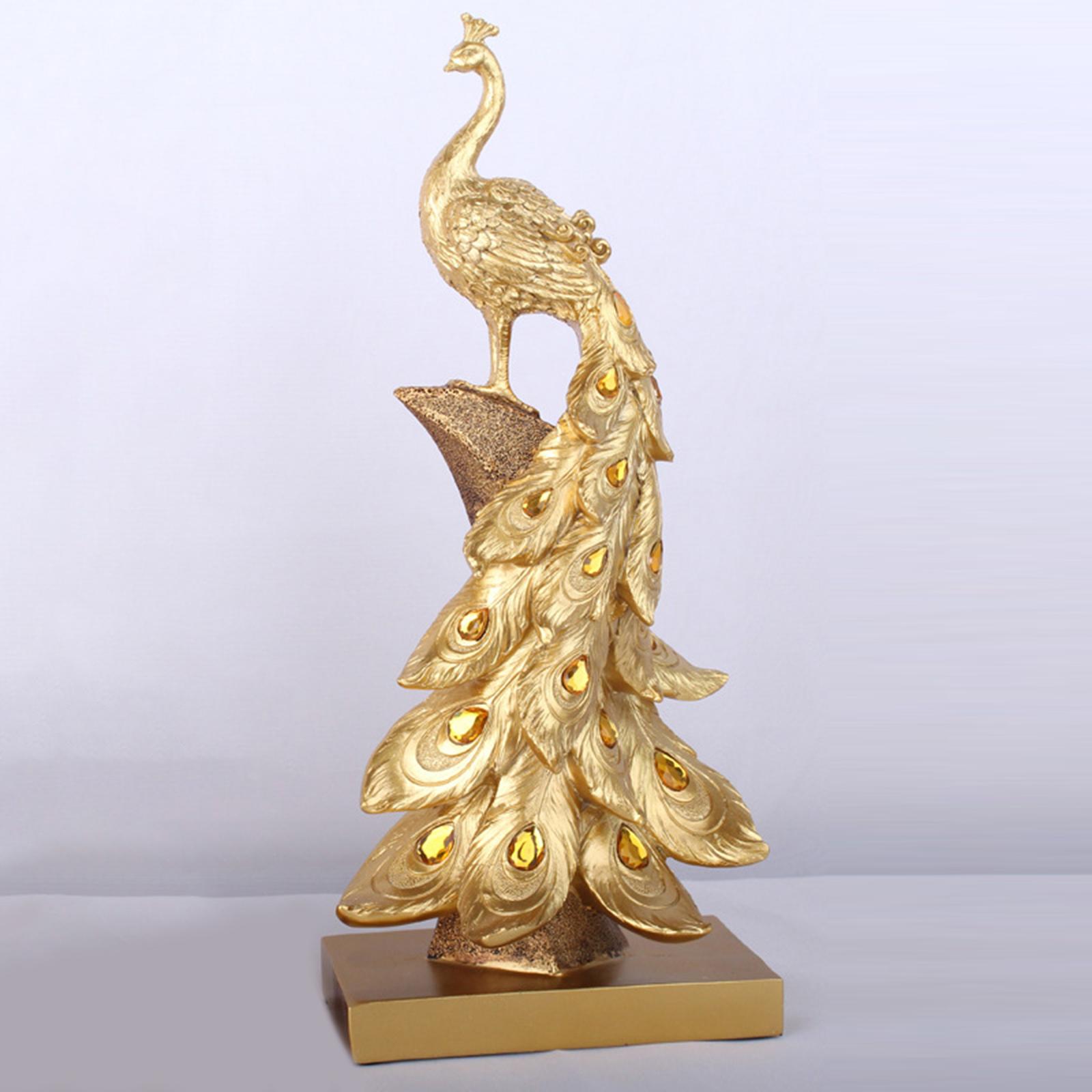 Decorative Peacock Statue, Collectible Sculpture Figurine Resin